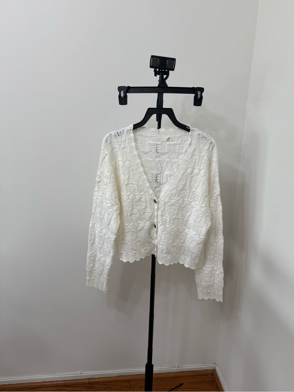 Altar'd State White Crochet Knit Button Cardigan - Picture 5 of 7